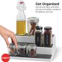 Copco Non-Skid 3-Tier Spice Rack Organizer for Cabinet - 10 Inch Kitchen Pantry Organizer with Raised Rims, White and Gray Step Shelf for Spices, Cans, Jars - Easy Clean Storage Solution