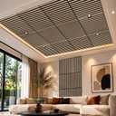 Art3d Acoustic Slat Wood Panels - 12-Pack 2x2ft Soundproof Drop Ceiling, Living Room & Bedroom DIY Decoration, Natural Oak