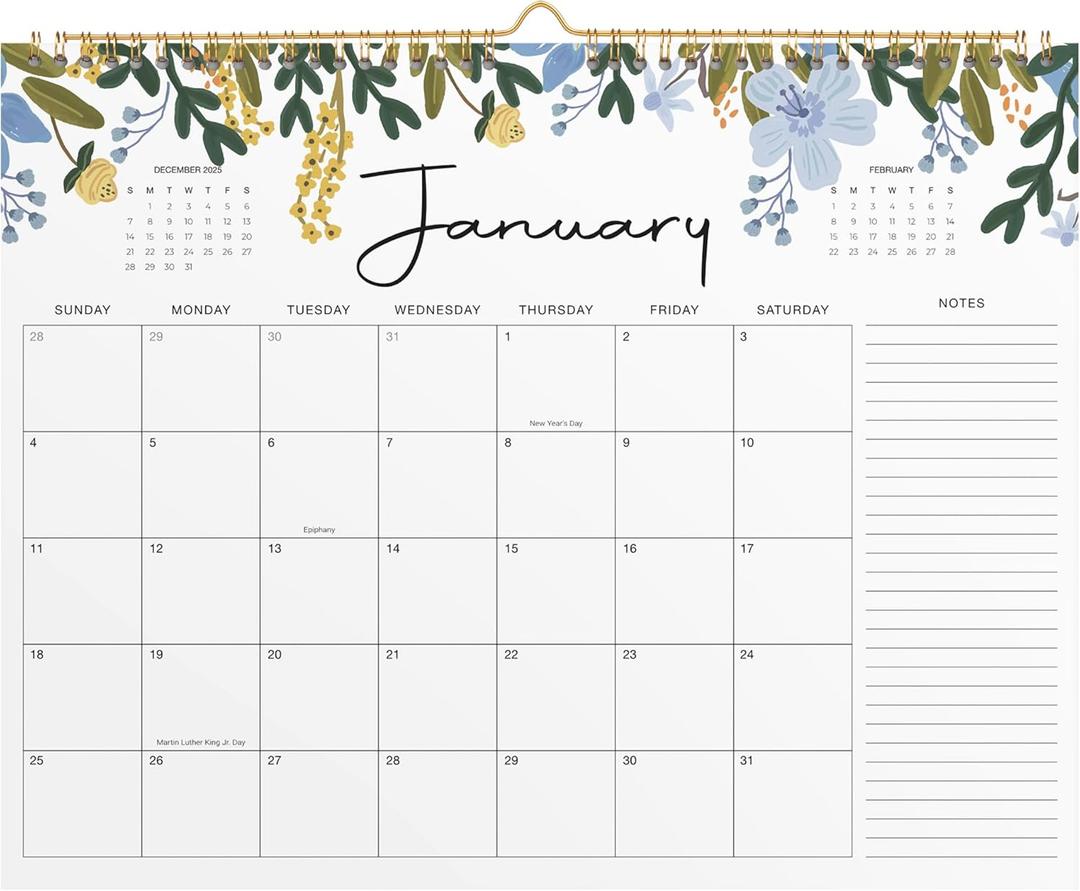 2026 Wall Calendar, Gimoner Calendar 2026, 18 Months Calendar Runs From January 2026 - June 2027, 15" x 12", Twin-Wire Binding, Hanging Hook, Floral Design