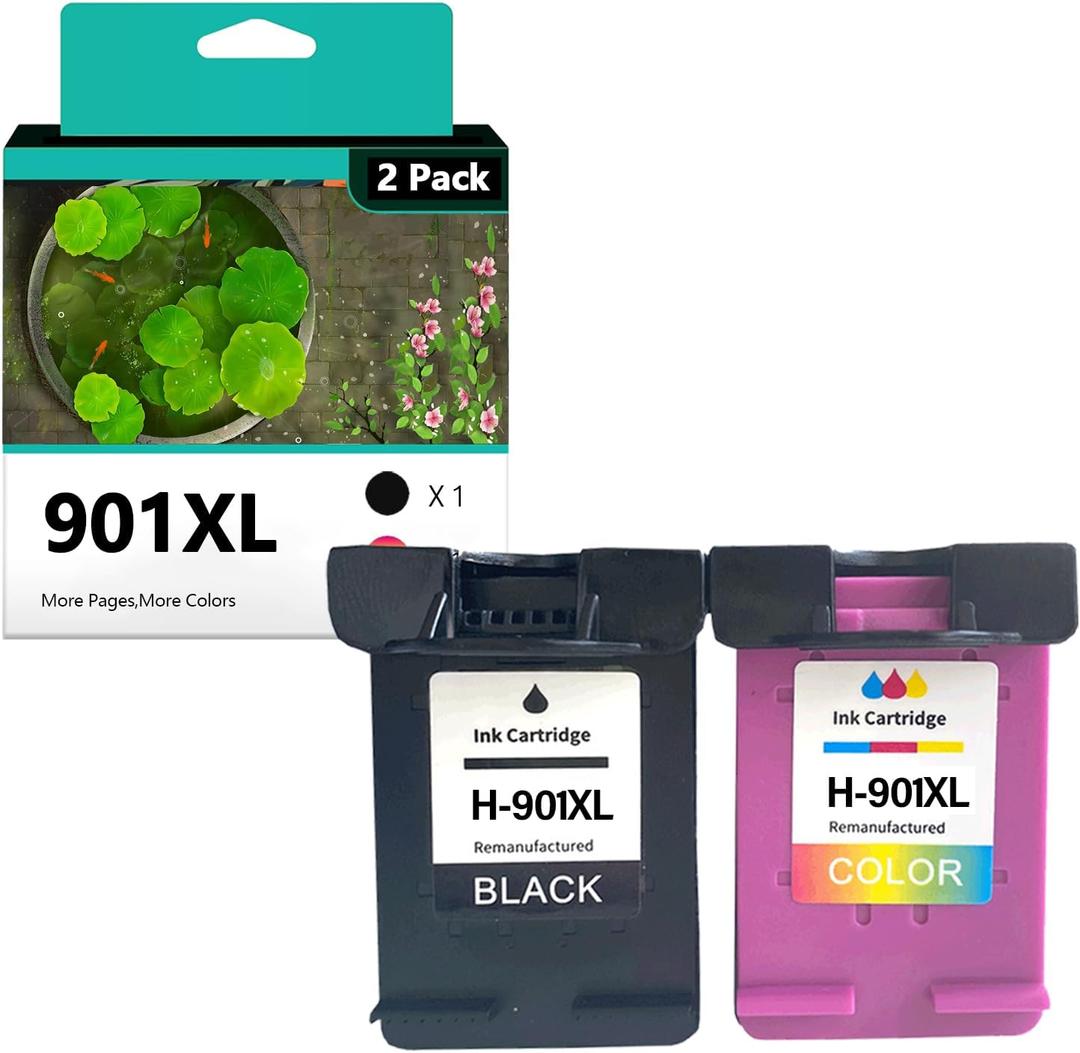 901XL Ink Cartridges Replacement for HP 901 901XL Ink Cartridge Compatible for HP J4524 J4525 J4535 J4540 J4550 J4580 J4585 J4624 J4660 J4680 J4680c J4860 Printers Combo Pack
