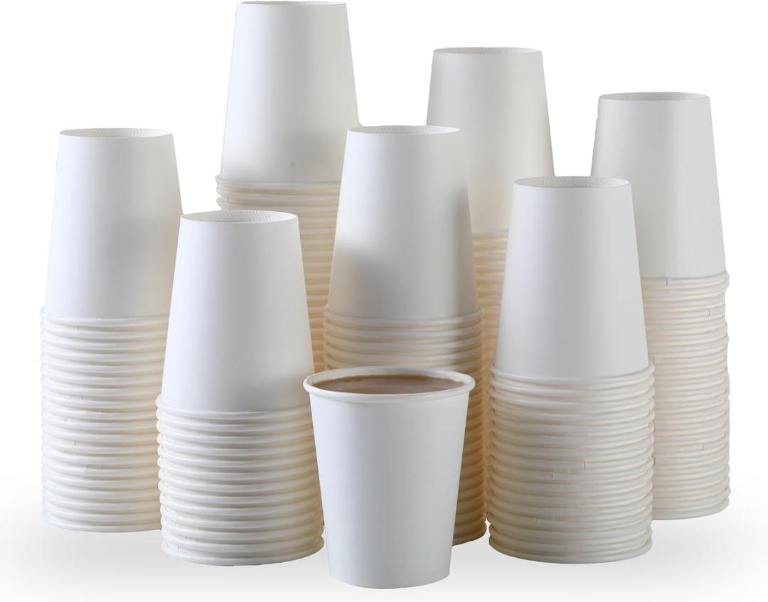 300 Pack 8 Oz Paper Cups, Disposable Coffee Cups 8 oz Disposable Cups for Hot or Clod. Water Cups Disposable Tea Cups for Home, Office, Outdoor Use