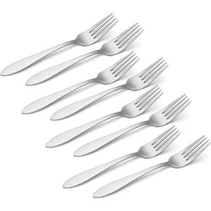 Oneida Taylor Everyday Flatware Dinner Forks, Set of 8, 18/0 Stainless Steel, Silverware Set, 1.5 x 3.75 x 8.6 inches