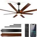 72 Inch Ceiling Fans with Lights, Large Ceiling Fan with Light and Remote/APP Control, Dimmable, 3CCT, Quiet, Black Modern Ceiling Fan for Living Room, Patio, Farmhouse, Indoor/Outdoor Use