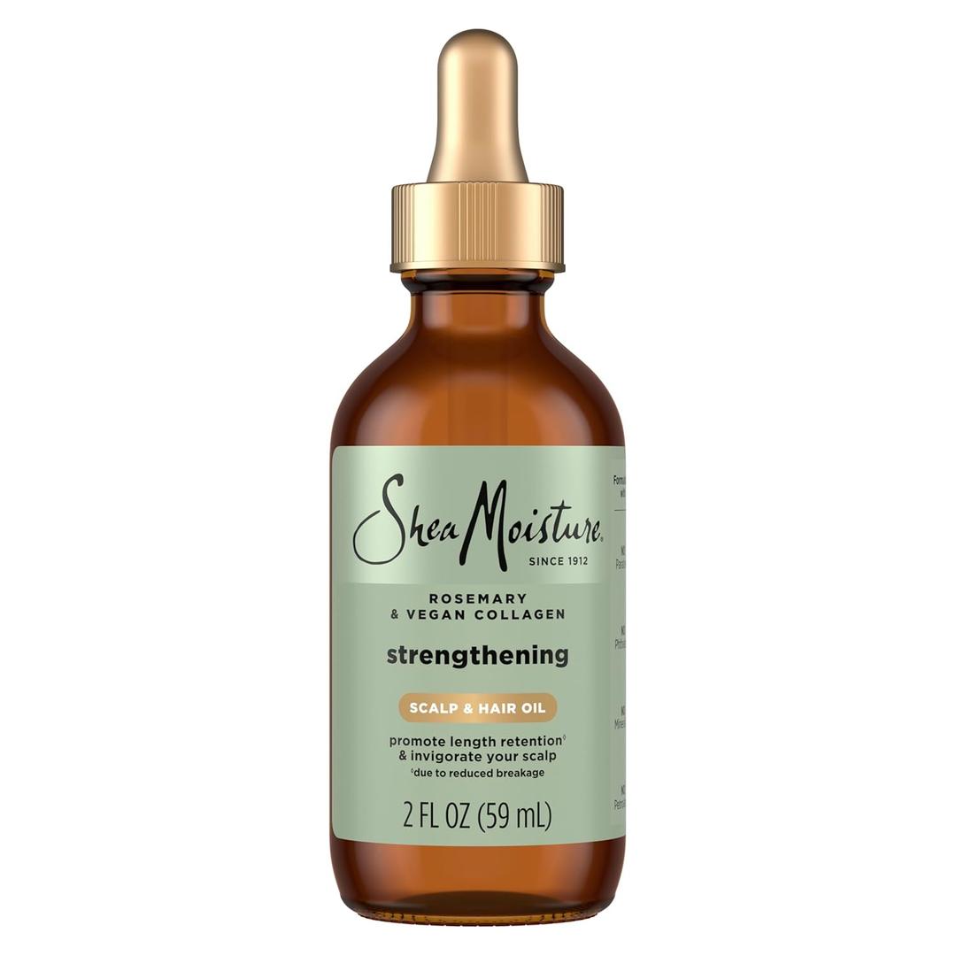 Shea Moisture Strengthening Scalp & Hair Oil Rosemary & Vegan Collagen To Protect The Scalp And Strengthen Hair With ScalpBoost Technology For A Cooling Sensation With ScalpBoost Technology 2 Fl Oz