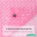 Blush Pink 3D Crystal Plastic Shower Curtain Liner, 72x72 Inch Thin Lightweight Plastic Bathroom Shower Showroom Inner Curtain with Rustproof Metal Grommet Holes and Weighted Magnets