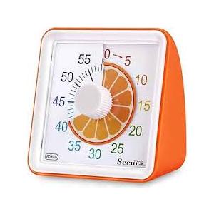Secura 60-Minute Visual Timer, Classroom Timer, Countdown Timer for Kids and Adults, Time Management Tool for Teaching (Orang)