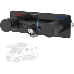 4" All Metal RV Shower Faucet Valve, Heavy-Duty Camper Shower Diverter Replacement for Indoor and Outdoor Use, Leak-Proof Design with Easy Control Knob, Black