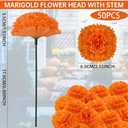 Hananona 50Pcs Artificial Marigold Flower Heads, Silk Marigold Heads Bulk Fake Flowers for Dia De Los Muertos Decor DIY Marigold Garland Day of The Dead Decorations (Orange)