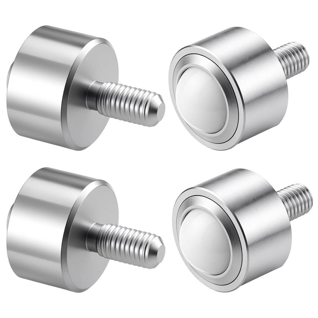 4 Pcs 1 Inch Heavy Duty Nylon Ball Transfer Bearing Roller, 560 Lbs Total Load Capacity, 360 Conveyor Roller, Ball Transfer Unit with Thread Stem for Workbench Table