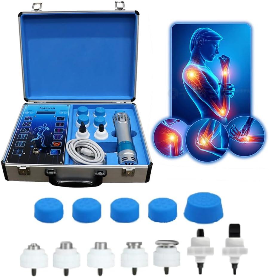 Shockwave Therapy Machine, Electromagnetic Extracorporeal Shock Wave Therapy Machine Touch Screen Pain Relief Body Massager Muscle Relax with 7 Massage Heads