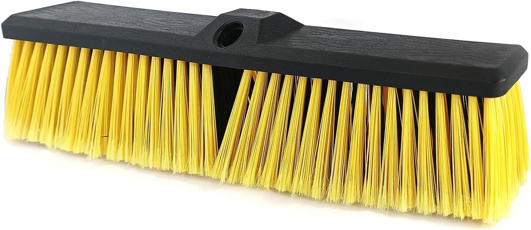 Push Broom Head Outdoor Large Stiff Bristle Broom Head - Excellent Cleaning Performance - Easy Installation Broom Head(18 inches)