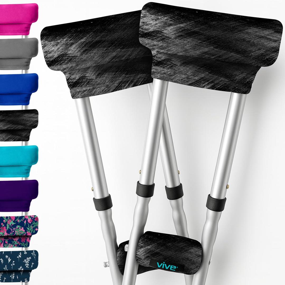 Vive Premium Crutch Pads & Hand Grips - Comfortable, Breathable, Machine Washable Padding - Moisture Wicking & Odor Reducing Pillow Accessory Covers for Adult & Youth Walking Crutches