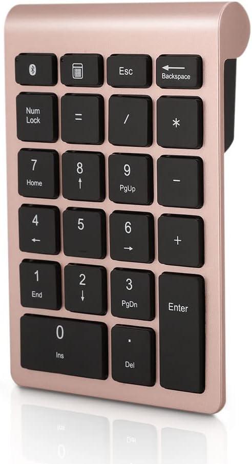 Gugxiom Bluetooth Number Pad,Bluetooth 5.0 Number Pad with Shortcut Keys,22 Keys Portable Financial Accounting Extensions 10 Keys for Laptop Desktop, PC, Pad,Notebook (Gold)