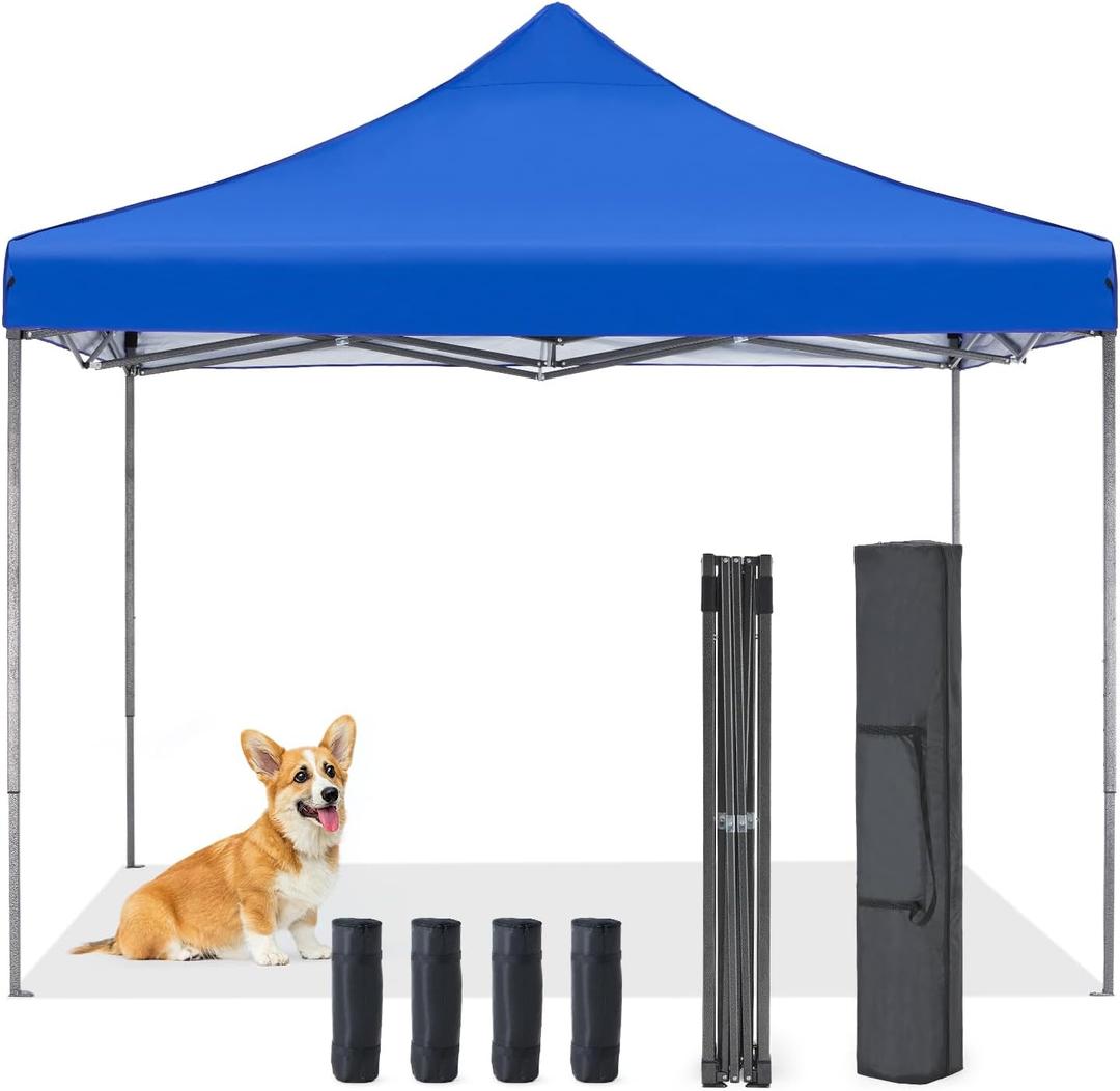 OLIXIS 10x10ft Pop Up Canopy Tent, Beach Canopy, Sun Shade, Royal Blue | Beach Canopy with Windproof Sand Bags, Heavy Duty Portable Shelter for Yard Party Events Outdoor Camping