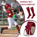 XZQTIVE Baseball Softball Socks and Baseball Softball Belt Combo Set