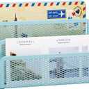 Marbrasse Mail Organizer for Desk, 3-Slot Mesh Metal Mail Holder countertop, Letter Holder, Office Desktop Envelope and Document Storage Rack (Blue)