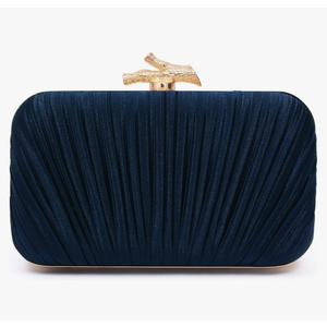 Women Evening Bag Clutch Purse, Pleated Satin Seashell Evening Clutch for Wedding Party Cocktail Prom Dinner with Pearl Chain