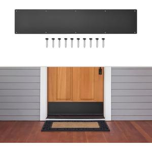 1 Pcs Door Kick Plates - 6 x 30 Inches Kick Plates for Exterior Interior Doors Protection Decor, 1.5mm (1/16 Inch) Thickness Rectangular Aluminum Door Push Plate (Black)