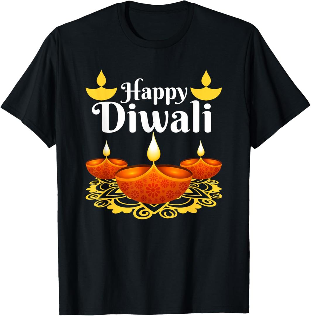 Cool Happy Diwali Festival of Light Diva Lanterns T-Shirt, S