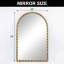 Arched Mirror for Wall, 20"x30" Antique Gold Arch Bathroom Vanity Mirror, Antique Brass Metal Floral Frame Decorative Arch Wall Mirror for Washroom, Bedroom, Entryway, Living Room