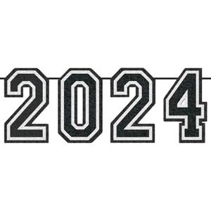 Bold White "2024" Oversized Felt Banner - 15"x12 ft (1 Pack) - Eye-catching & Durable Party Decor - Perfect for Celebrations & Event Announcements