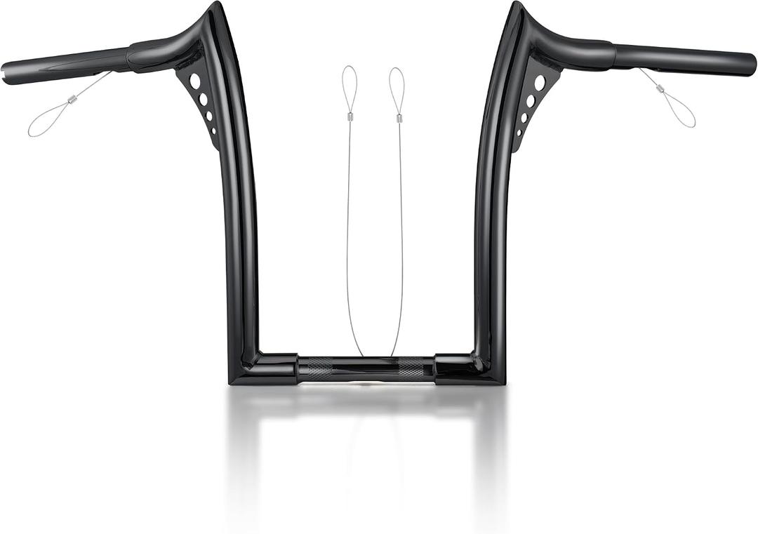 MoKitDora Sportster Dyna Softail 12" Rise Ape Hangers Handlebar Meathook Bars 1-1/4" Fat 1" Clamp for Harley XL 883/1200,1994-up Road King & 1998-2013 Road Glide, Black