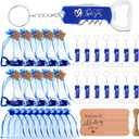 Vesici 24 Set Wedding Favors for Guests Bottle Openers Keychains Bulk Wine Beer Bottle Opener Keychain Thank You Cards with Organza Gift Bags for Bar Party Wedding Graduation Souvenirs (Blue)