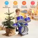 Kids Drum Set 5 Piece Toddlers Jazz Drum Kit with Stool Musical Instrument Toys for 3 4 5 6 7 Year Old Boys Girls Birthday Gift, Small