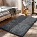 Fluffy Rug Shag Area Rug, Grey 2x4 Area Rugs for Bedroom, Small Bedside Rug, Soft Fluffy Shag Entryway Throw Rugs for Living Room Bedroom Kids Room Home Decor