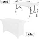 Peomeise 4FT Spandex Table Cover Rectangular Stretch Spandex Tablecloth (White,4FT)