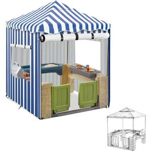 Outdoor Kids Playhouse Cover, Waterproof Cover for Multiple Brands - Blue and White Striped Full Coverage (56" W x 56" D x 60.2" H)