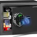 Smart Biometric safe with fingerprint lock (9.84"H x 9.84"D x 13.78"W), Small Safe Box with Silent Mode & Backlit Keypad & LED Light, safe for money for Rich Person