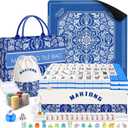 166 American Mahjong Tiles Set with Mat, Racks and Accessories, 1.2 inch