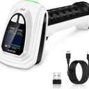 KUIIYER 1D QR 2D Barcode Scanner, Bluetooth Wireless Bar Code Scanners with Setting Keypad & LCD Screen Display & AI Voice, Handheld Barcode Reader for iPhone, Android, iPad, Tablet, Computers & POS