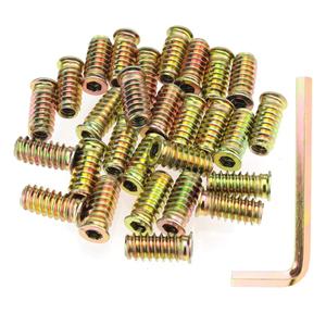 1/4"-20 x 25mm Threaded Inserts, Nut Inserts, Wood Inserts, Zinc Plated Carbon Steel, 1/4-20 Threaded Inserts with Hex Wrench for Wood Furniture Screw, Total 31 Pieces