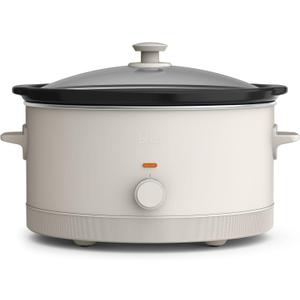 bella 6.0 Qt Manual Slow Cooker, Ceramic Nonstick Coating, 3 Temperature Settings, Dishwasher Safe Stoneware Pot and Tempered Glass Lid, Cool Touch Handles & Tangle Free Cord Wrap, Oatmilk, 6 Quarts