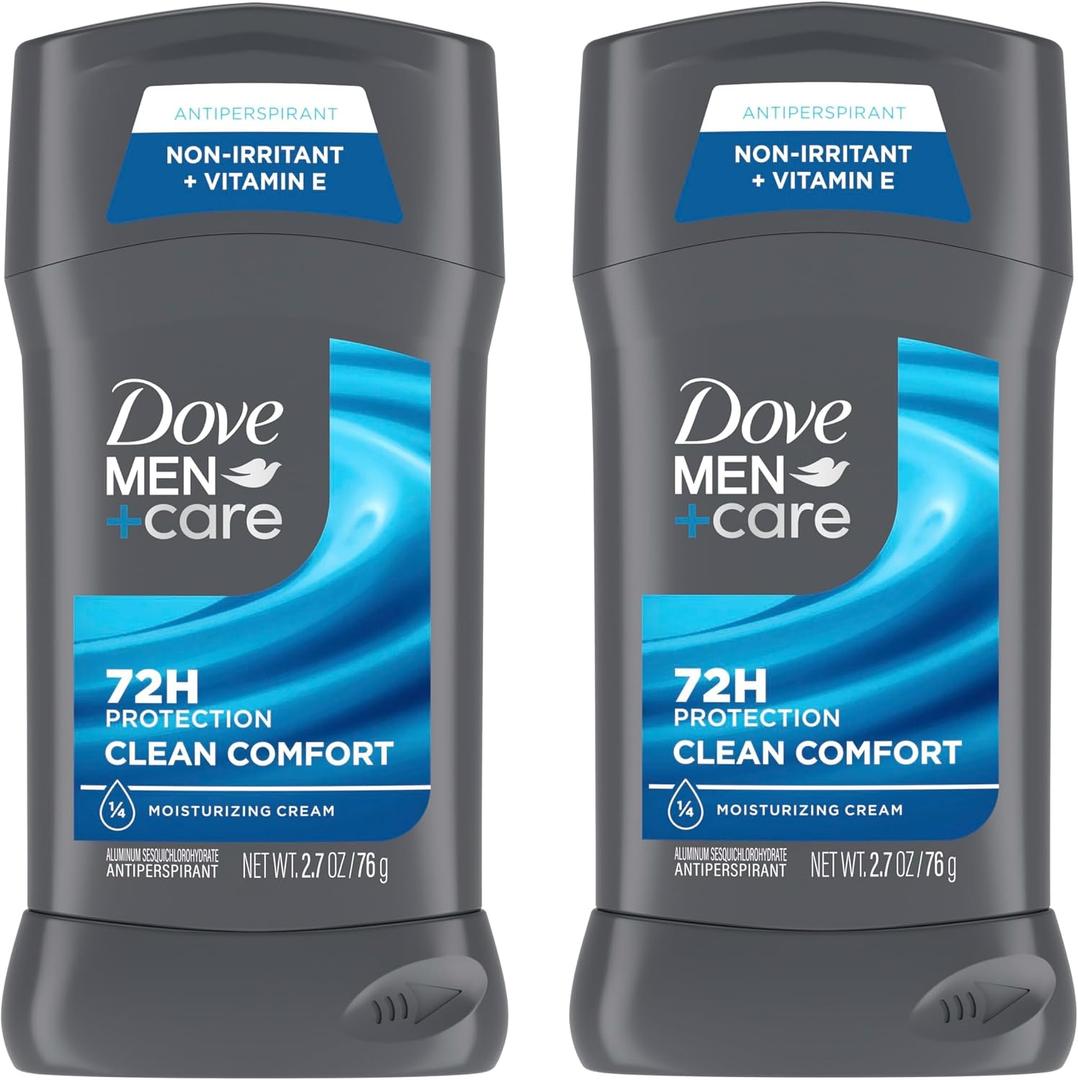 DOVE MEN + CARE Antiperspirant Deodorant Stick Clean Comfort Twin Pack 72-Hour Sweat & Odor Protection Antiperspirant for Men With 1/4 Moisturizing Cream 2.7 oz (Pack of 6)