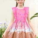 Goodstoworld Toddler Girl Dress for Kids Summer Beach Ruffle Tie Back Dresses for 2-8T (5-6 Years, A1-donut)