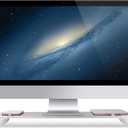 PG Silver Monitor Stand Riser with 4-Port USB Charging ports, Convenient keyboard organiser,Desktop Organizer for Computer, Laptop, TV, Printer - Ergonomic Keyboard Tray & Storage Shelf.