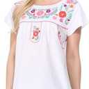 Women Traditional Puebla Mexican Embroidered Blouse Size S