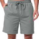 UIQUR Men's Swim Trunks Board Shorts Quick Dry Bathing Suits with Mesh Lining Pockets 7 Inch Inseam Beach Swimwear (Gray, L)