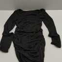 Floerns Women's Ribbed Scoop Neck Long Sleeve Ruched Wrap Front Bodycon Mini Dress, XS