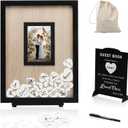Wedding Guest Book Alternative, Guest Book Wedding Reception, Wedding Guest Book with Wooden Hearts Guest Book Signs for Wedding Anniversary Birthday Party Baby Shower (Black)