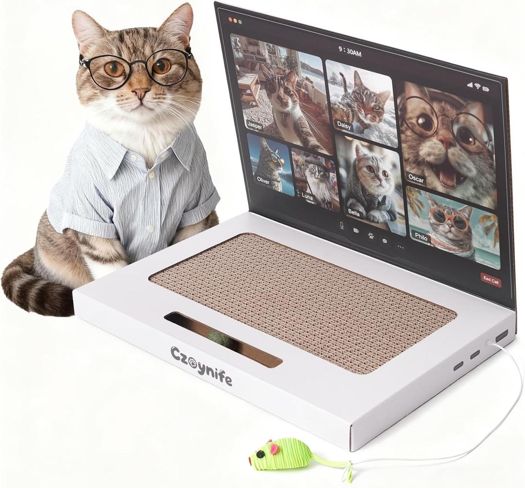 Cat Laptop Scratcher, Cat Scratcher Cardboard, Interactive Toys, Kitten Supplies and Stuff for Indoor Cats
