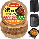 BYKITCHEN 300PCS Small Disposable Air Fryer Liners for 2 to 5QT Airfryer, Round Air Fryer Parchment Paper Liners, Compatible with Ninja AF101 4 QT, CHEFMAN 2 QT, Cosori 2.1QT, Dash 2.6 Quart & More