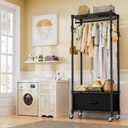 VyGrow Clothes Rack, Clothing Rack for Hanging Clothes, 3 Tiers Adjustable Closet Organizer System with Drawer | Hanging Rod | Side Hooks | Load 445lbs | 23" L x 13.1" W x 78.7" H | Black