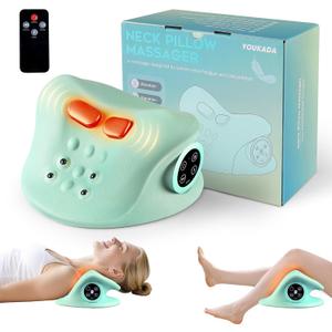 YOUKADA 2025 Upgarded Neck Massager, 3 in 1 Modes, Shoulder Relaxer, Neck Stretcher with Heat for Pain Relief, Ergonomic 26Shoulder Massager, Portable for Car/Office/Home (Green)