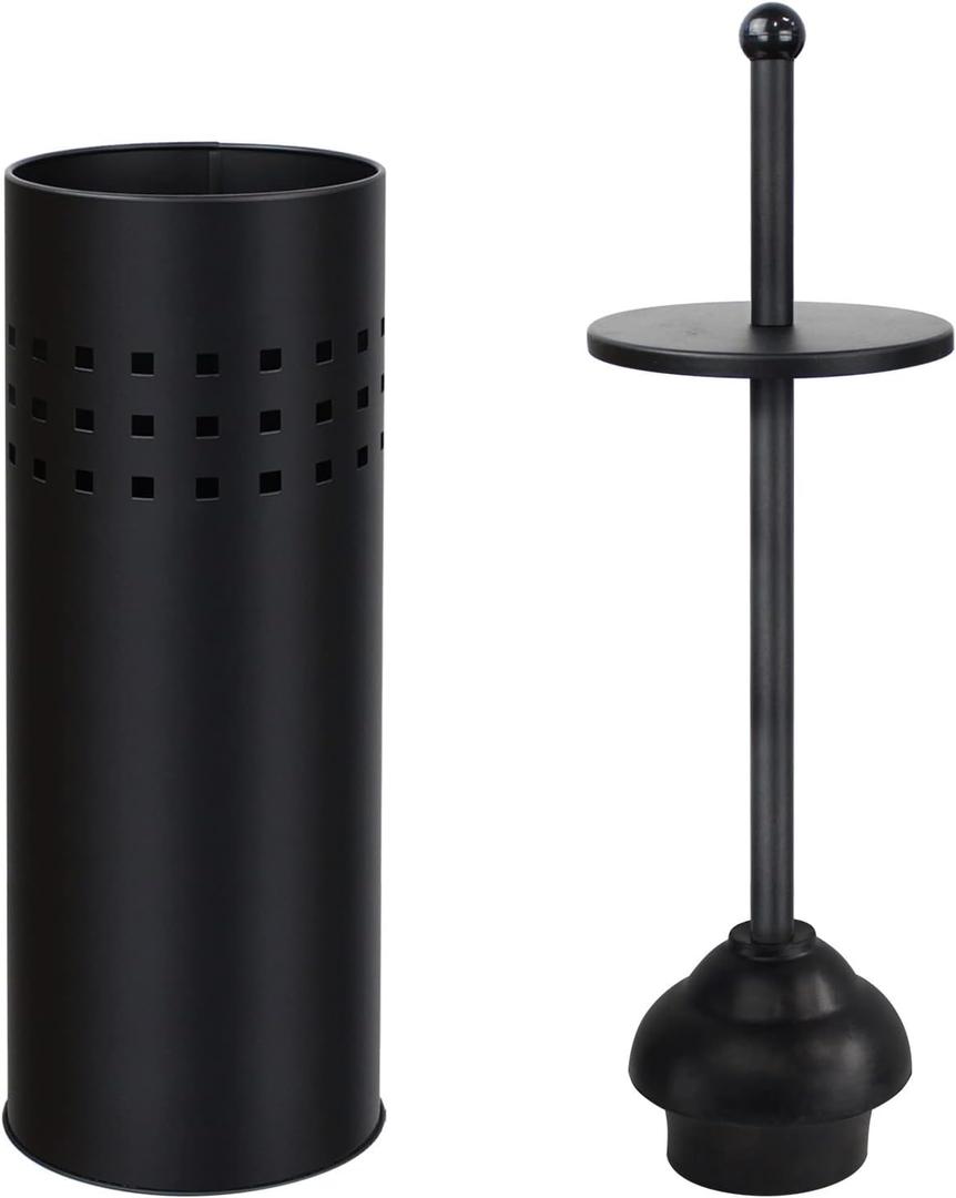 Blue Donuts Toilet Plunger with Holder for Bathroom, Multi Drain Suitable Also for Bathtubs, Quick Dry, Black