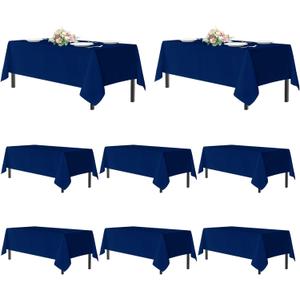 sancua Navy Blue Tablecloths for 8 Foot Rectangle Tables, 8 Pack - Washable Polyester Fabric Table Cloth for Wedding Party, Birthday, Banquet Reception, 60x120 Inch