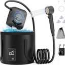 GOSCHE Portable Camping Shower, 8000mAh Rechargeable Outdoor Shower Pump with 20L Collapsible Bucket, Intelligent LED Display, IPX8 Waterproof Pump for RV, Travel, Hiking, Pet Bath, Beach